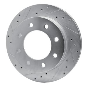 Chevrolet Silverado 1500 Brake Rotor (1) - Rear Left - R1 Concepts - Drilled & Slotted - Silver - `03-`05